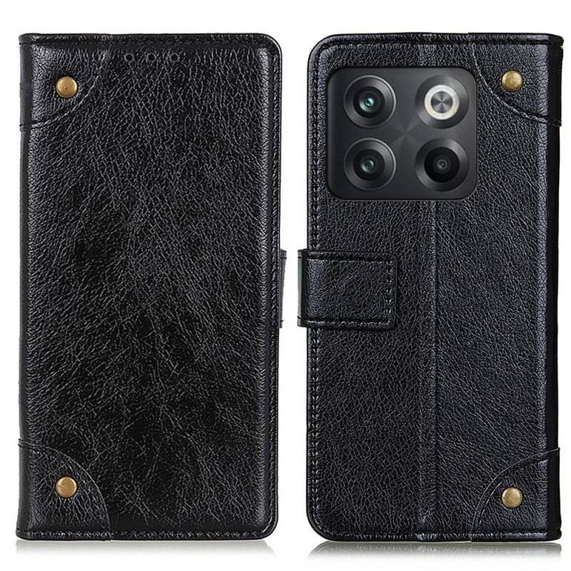 Flip Cover OnePlus 10T 5G Style Nappa Læder Vintage Nitter