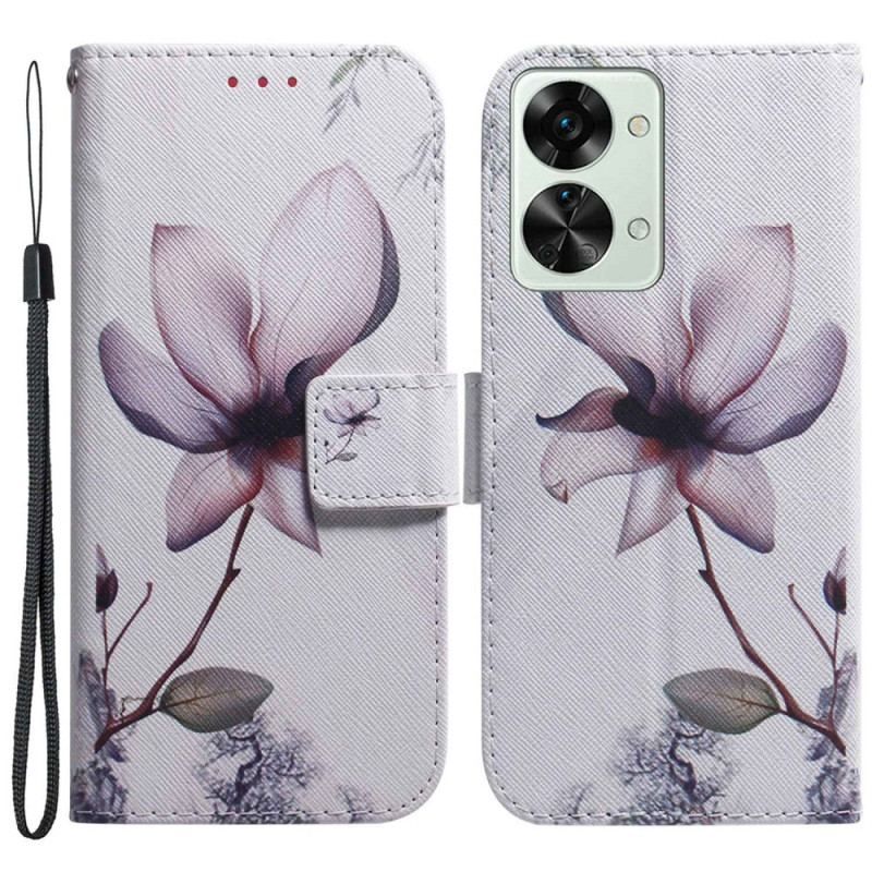 Flip Cover OnePlus Nord 2T 5G Med Snor Strappy Rose Flower