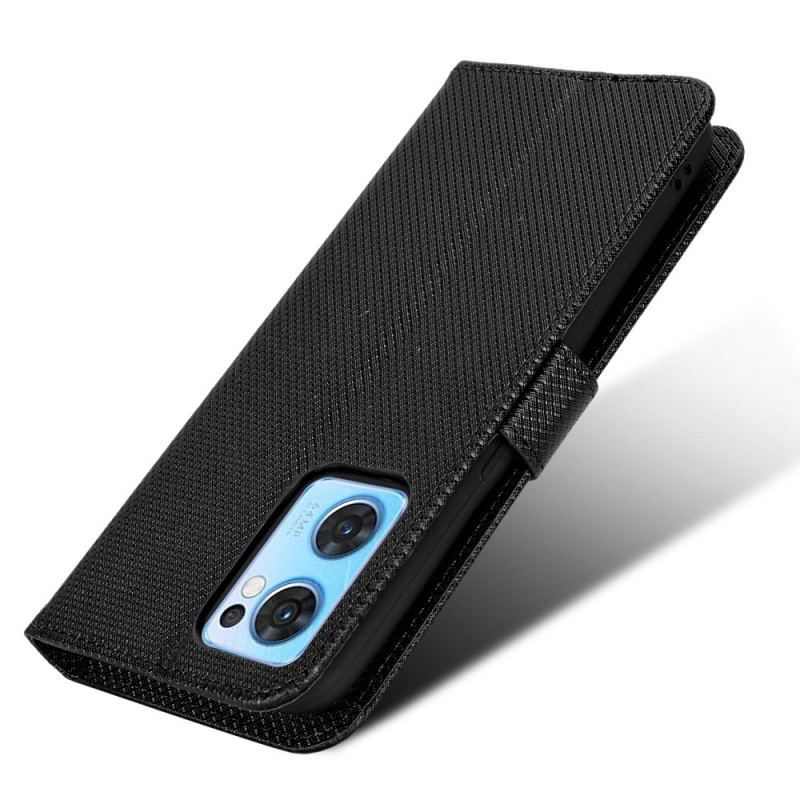 Flip Cover Oppo Find X5 Lite Med Snor Stilfuldt Strappy Imiteret Læder