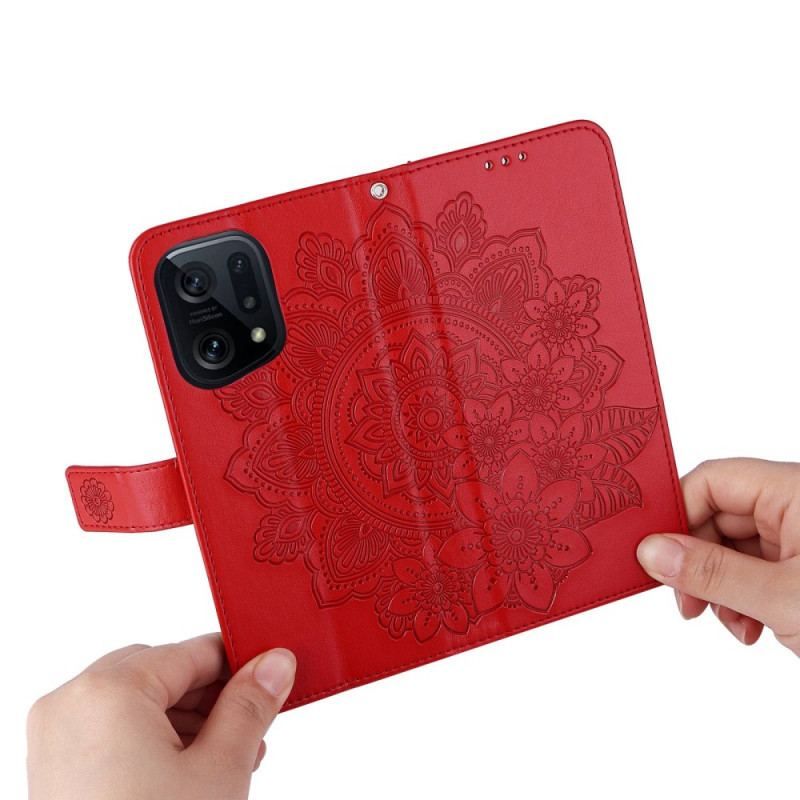 Flip Cover Oppo Find X5 Med Snor Strappy Mandala