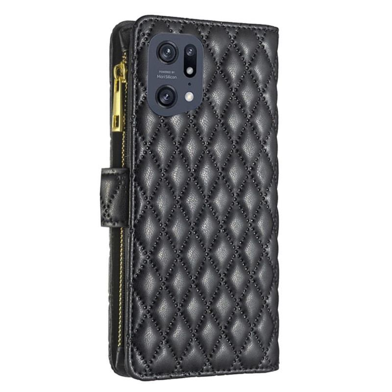 Flip Cover Oppo Find X5 Pro Binfen Farvestil Quiltet
