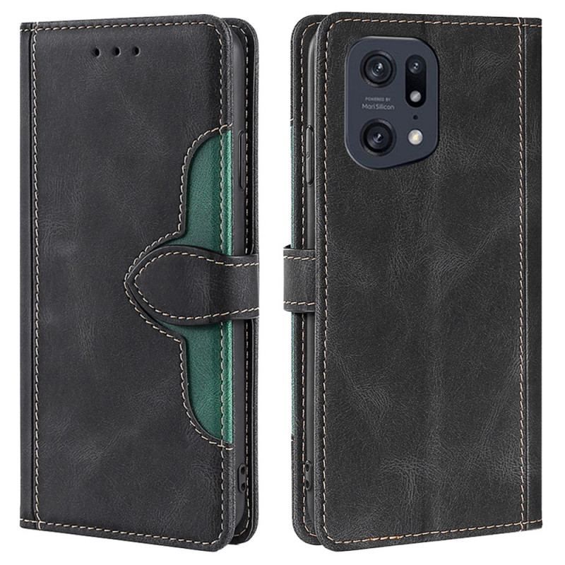 Flip Cover Oppo Find X5 Pro Imiteret Læder Bicolor Stilfuld