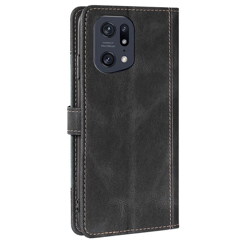 Flip Cover Oppo Find X5 Pro Imiteret Læder Bicolor Stilfuld