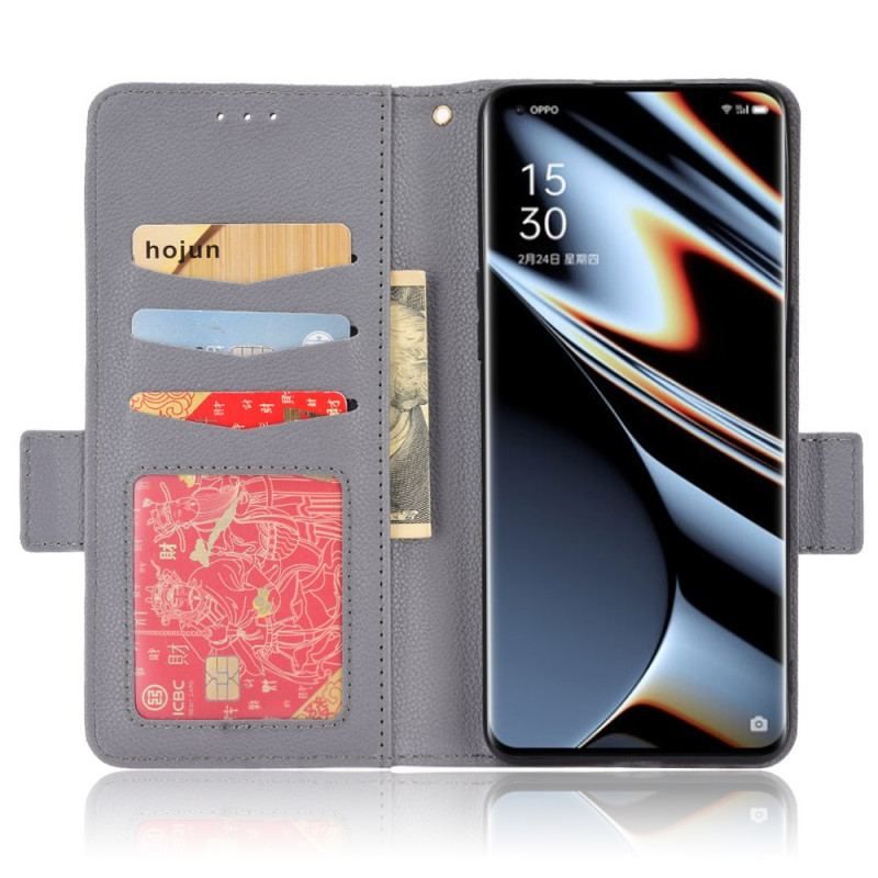 Flip Cover Oppo Find X5 Pro Traditionel Litchi-læderstil