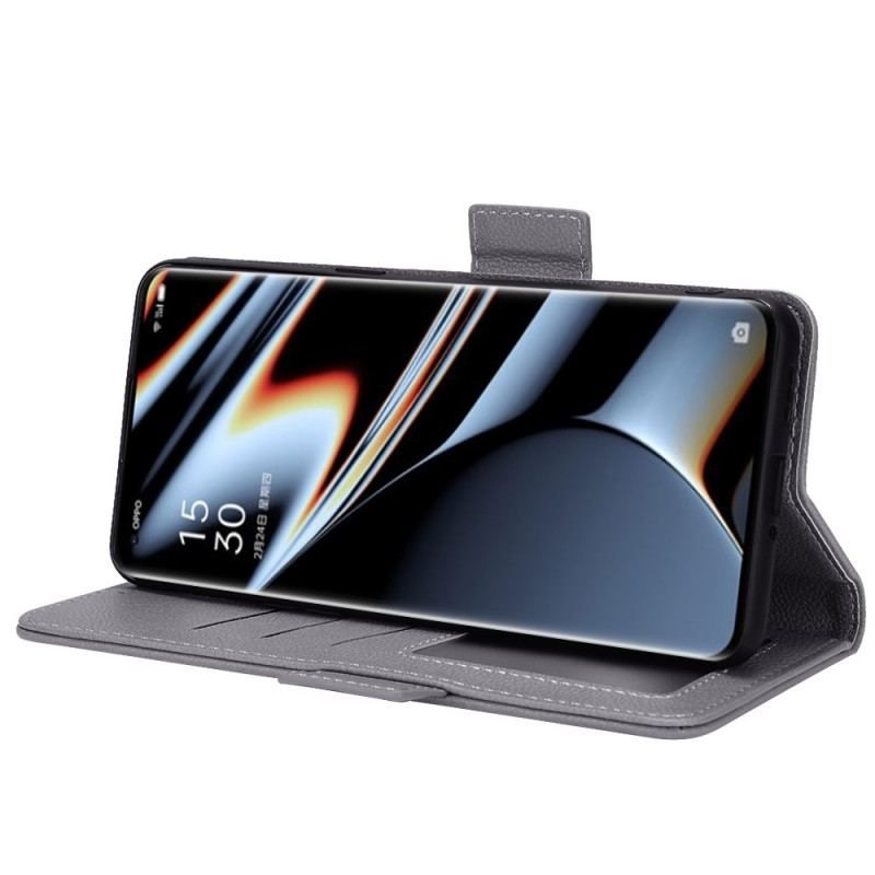 Flip Cover Oppo Find X5 Pro Traditionel Litchi-læderstil