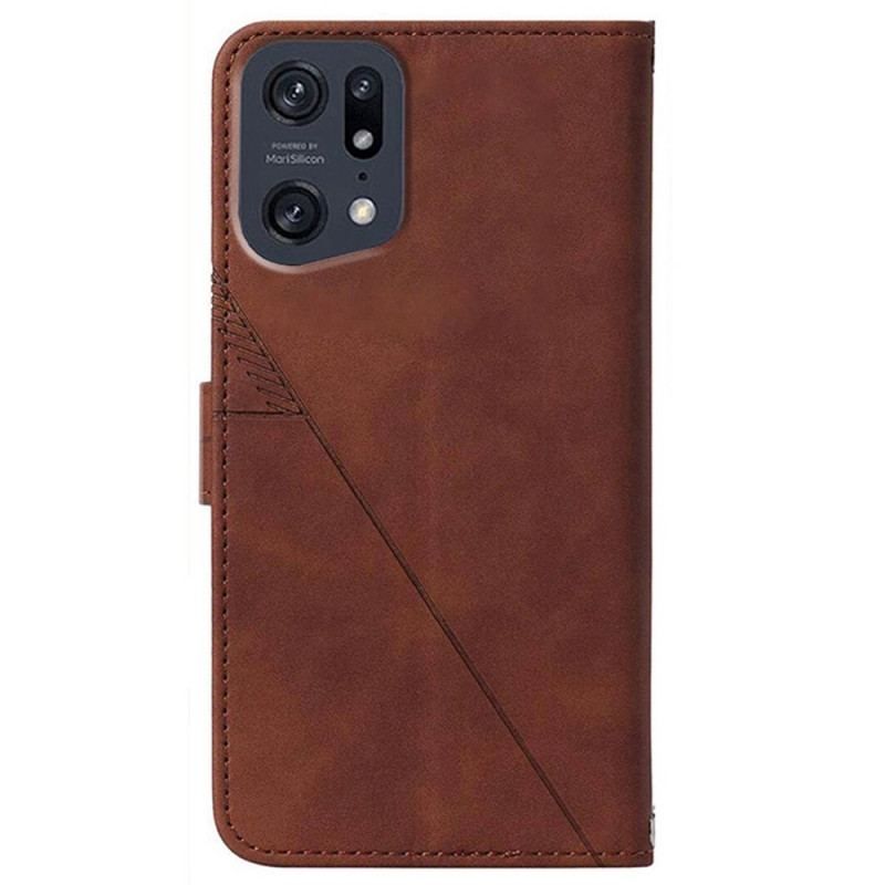 Flip Cover Oppo Find X5 Pro Trekanter Med Skulderrem