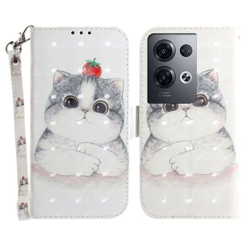 Flip Cover Oppo Reno 8 Pro Kat Med Snor