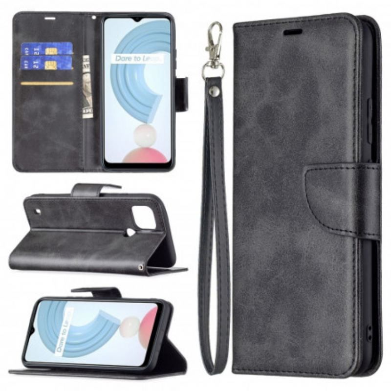 Flip Cover Realme C21 Læder Cover Glat Flap Skrå