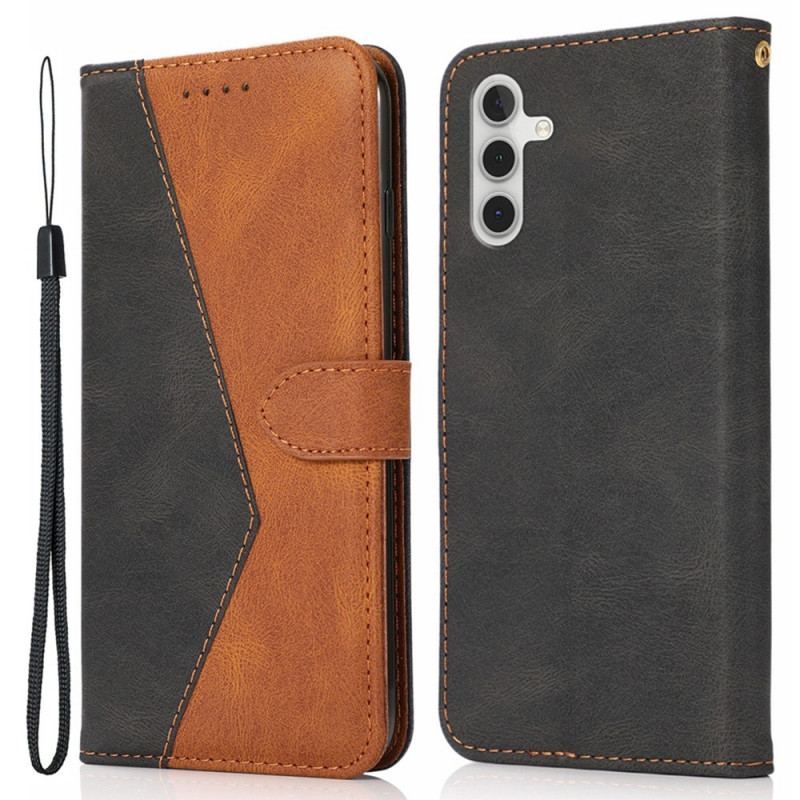 Flip Cover Samsung Galaxy A13 5G / A04s Tofarvet Trekant Imiteret Læder