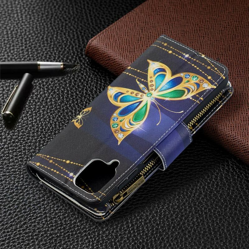 Flip Cover Samsung Galaxy M12 / A12 Sommerfugle Lynlåslomme