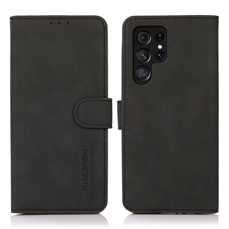 Flip Cover Samsung Galaxy S22 Ultra 5G Khazneh Tekstur Lædereffekt