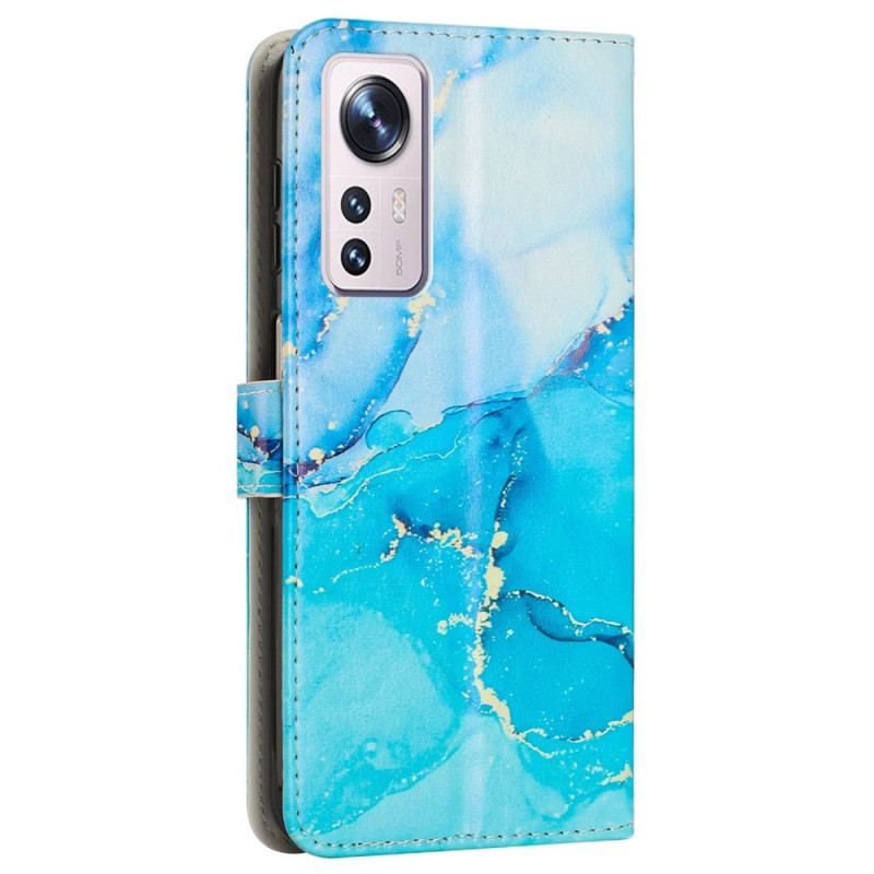 Flip Cover Xiaomi 12 Lite Med Snor Strip Marmor