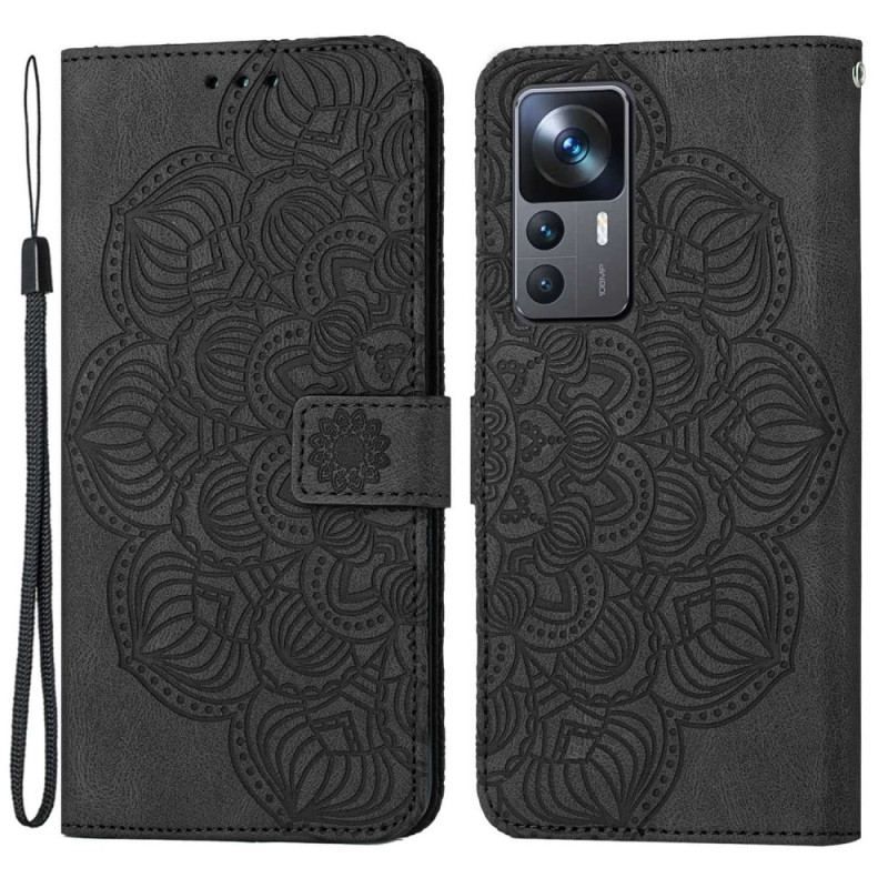 Flip Cover Xiaomi 12T / 12T Pro Med Snor Strappy Barok Mandala