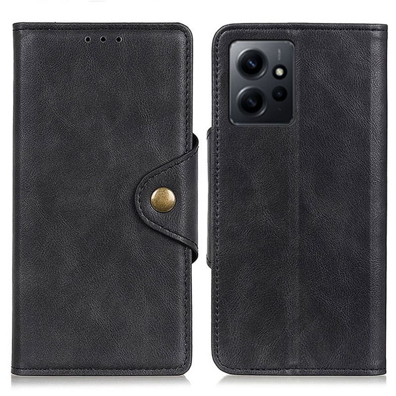 Flip Cover Xiaomi Redmi Note 12 4G Magnetisk Knap I Imiteret Læder