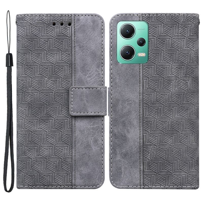 Flip Cover Xiaomi Redmi Note 12 5G Med Snor Strappy Mønster