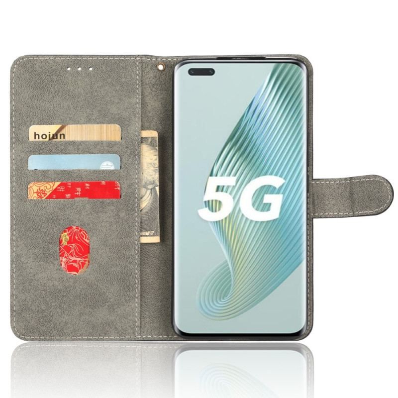 Læder Cover Honor Magic 5 Pro Imiteret Læder Rfid Og Snor