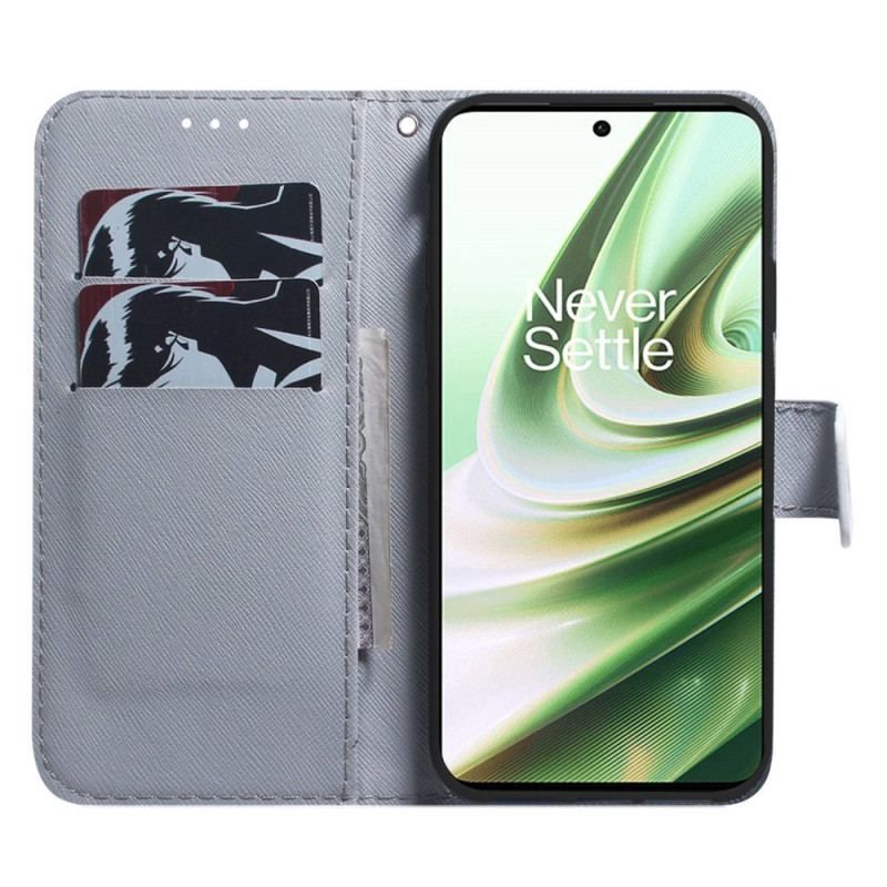 Læder Cover OnePlus Nord 2T 5G Med Snor Strappy Aquarel Wolf