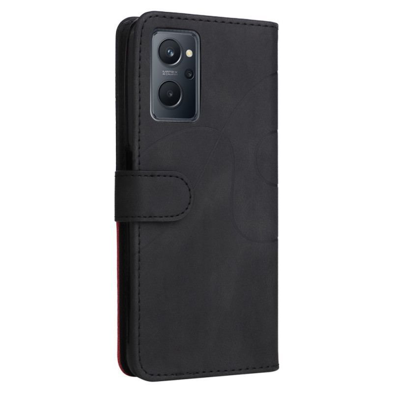 Læder Cover Realme 9i Foret Mønster Rem