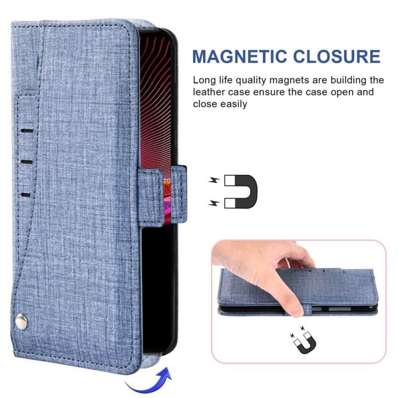 Læder Cover Sony Xperia 1 IV Jeans Med Roterende Kortholder