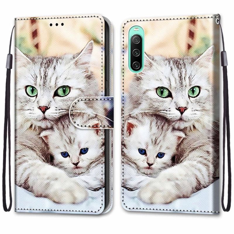Læder Cover Sony Xperia 10 IV Kattefamilie