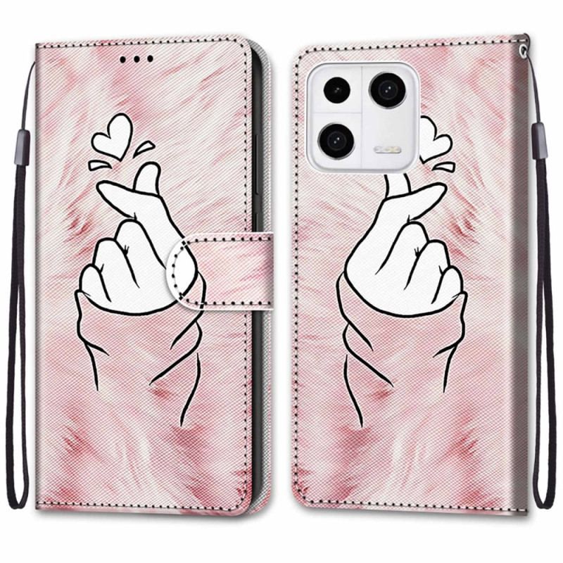 Læder Cover Xiaomi 13 Finger Hjerte