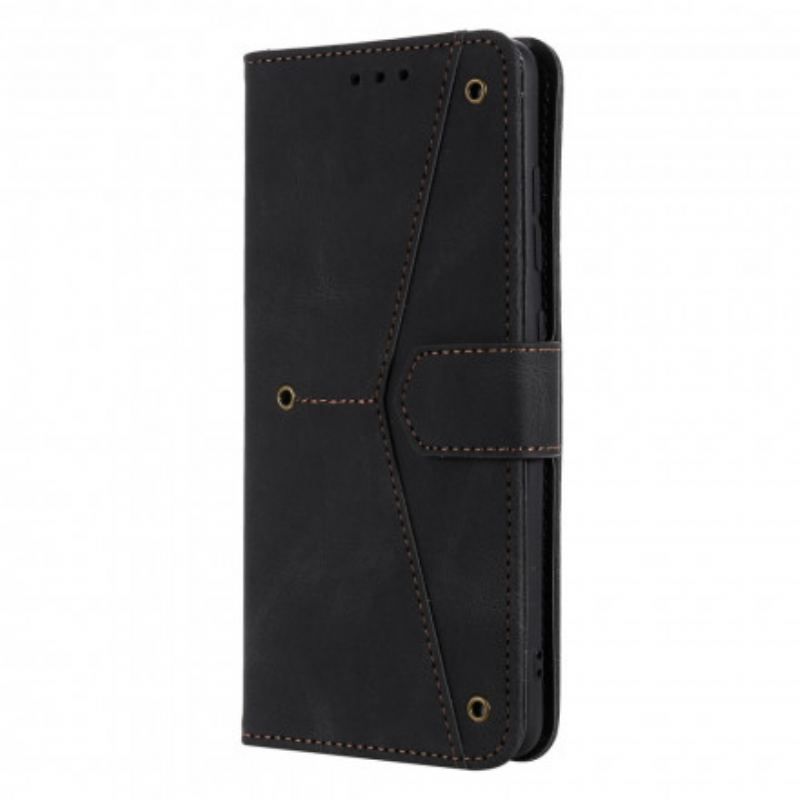 Læder Cover Xiaomi Redmi Note 10 / 10S Bicolor Nitter I Imiteret Læder