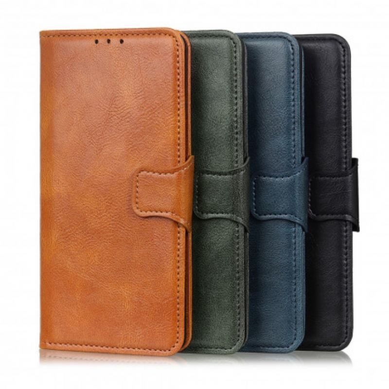 Læder Cover Xiaomi Redmi Note 10 / 10S Vendbar Lås I Lædereffekt