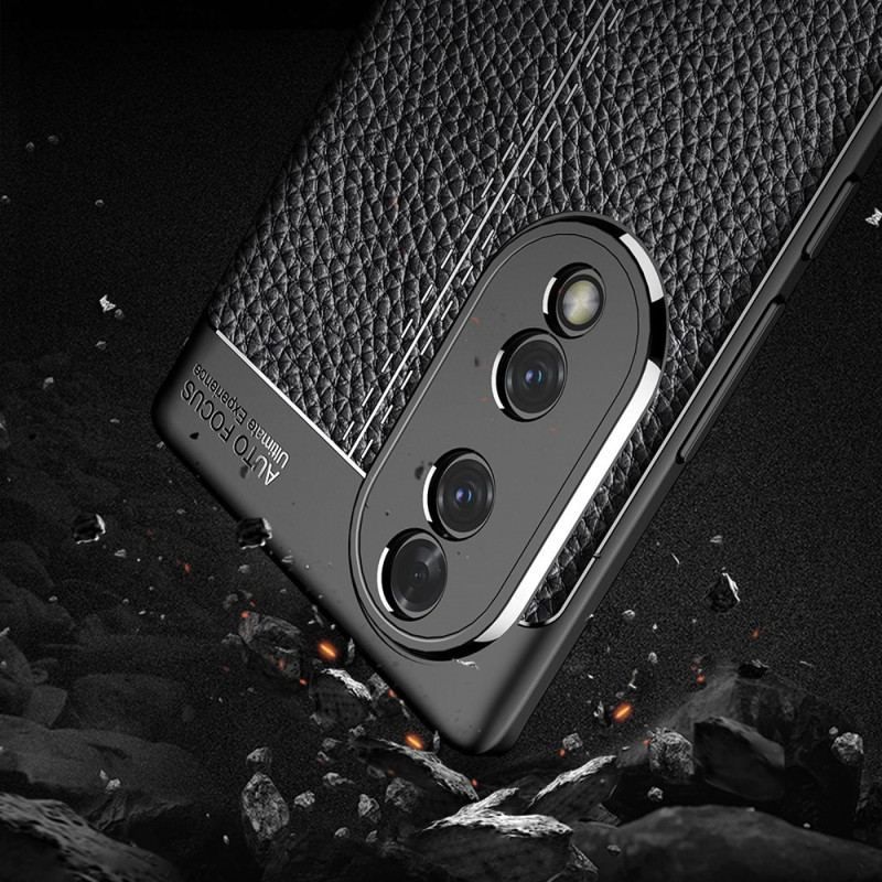 Mobilcover Honor 70 Dobbelt Linje Litchi Læder Effekt
